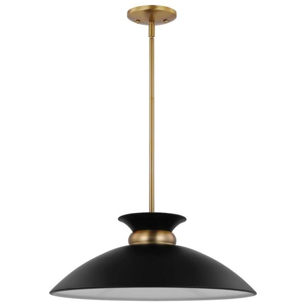 1 Lamp 20" 120 volt Matte Black/Burnished Brass Indoor Pendant Light Fixture