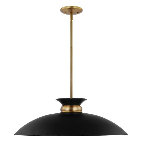 1 Lamp 24" 120 volt Matte Black/Burnished Brass Indoor Pendant Light Fixture