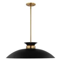 Nuvo Lighting 1 Lamp 24" 120 volt Matte Black/Burnished Brass Indoor Pendant Light Fixture