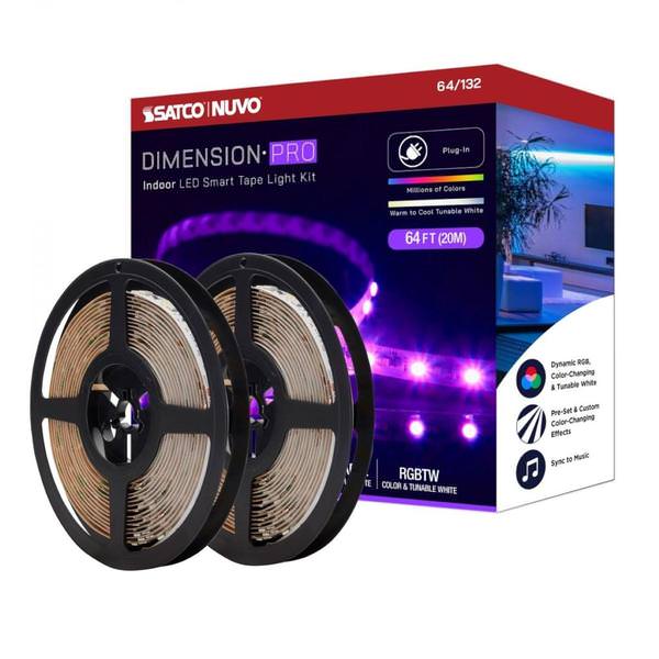 64' 68 watt 24 volt 2700K Warm White RGB LED Tape Light Kit with Remote