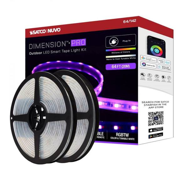 64' 68 watt 24 volt 2700K Warm White RGB LED Tape Light Kit with Remote Control