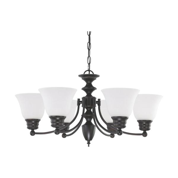 26" 6 Light 120 volt Mahogany Bronze Chandelier