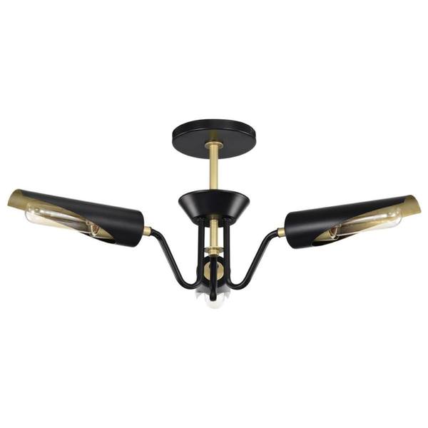 3 Lamp 120 volt Matte Black Chandelier