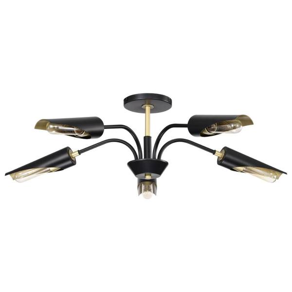5 Lamp 120 volt Matte Black Chandelier
