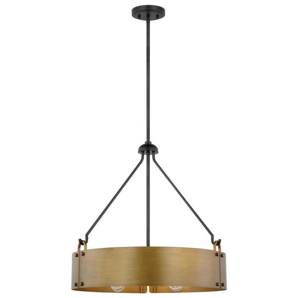 4 Lamp Matte Black/Natural Brass Indoor Pendant Light Fixture