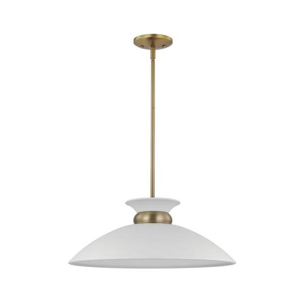 1 Lamp 20" 120 volt Matte White/Burnished Brass Indoor Pendant Light Fixture