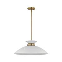 Nuvo Lighting 1 Lamp 20" 120 volt Matte White/Burnished Brass Indoor Pendant Light Fixture