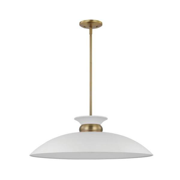 1 Lamp 24" 120 volt Matte White/Burnished Brass Indoor Pendant Light Fixture