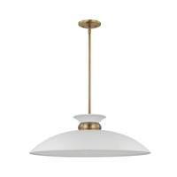 View 1 Lamp 24" 120 volt Matte White/Burnished Brass Indoor Pendant Light Fixture