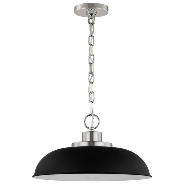 1 Lamp 15" 120 volt Matte Black/Polished Nickel Indoor Pendant Light Fixture