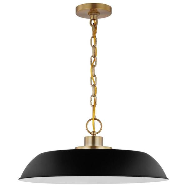 1 Lamp 20" 120 volt Matte Black/Burnished Brass Indoor Pendant Light Fixture