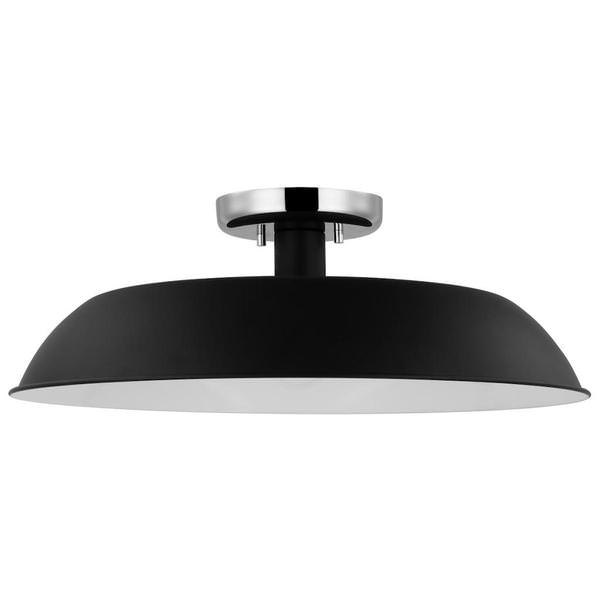 1 Lamp 20" 120 volt Matte Black/Polished Nickel Indoor Semi Flush Light Fixture