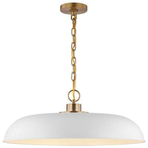 1 Lamp 24" 120 volt Indoor Matte White/Burnished Brass Pendent Light Fixture