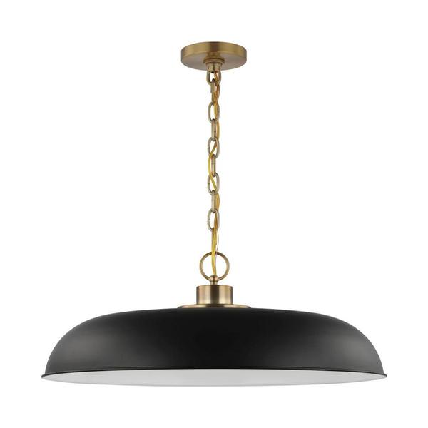 1 Lamp 24" 120 volt Matte Black/Burnished Brass Indoor Pendant Light Fixture