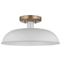 Nuvo Lighting 1 Lamp 15" 120 volt Matte White/Burnished Brass Indoor Semi Flush Light Fixture