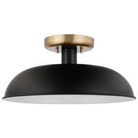 Nuvo Lighting 1 Lamp 15" 120 volt Matte Black/Burnished Brass Indoor Semi Flush Light Fixture
