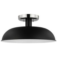 Nuvo Lighting 1 Lamp 15" 120 volt Matte Black/Polished Nickel Indoor Semi Flush Light Fixture