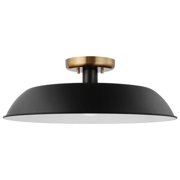 1 Lamp 20" 120 volt Matte Black/Burnished Brass Indoor Semi Flush Light Fixture