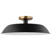Nuvo Lighting 1 Lamp 20" 120 volt Matte Black/Burnished Brass Indoor Semi Flush Light Fixture