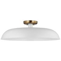 Nuvo Lighting 1 Lamp 24" 120 volt Matte White/Burnished Brass Indoor Semi Flush Light Fixture