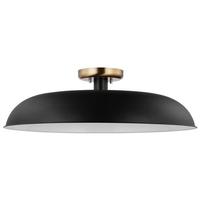 Nuvo Lighting 1 Lamp 24" 120 volt Matte Black/Burnished Brass Indoor Semi Flush Light Fixture