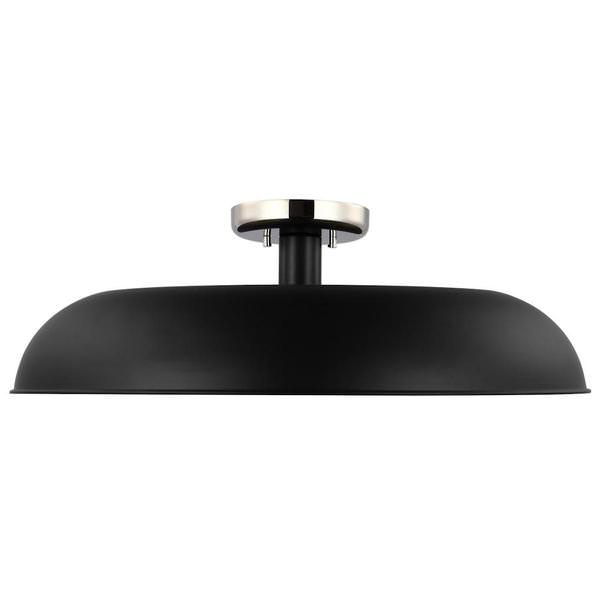 1 Lamp 24" 120 volt Matte Black/Polished Nickel Indoor Semi Flush Light Fixture