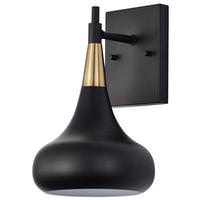 Nuvo Lighting 1 Lamp 11" 120 volt Matte Black/Burnished Brass Indoor Wall Scone Fixture