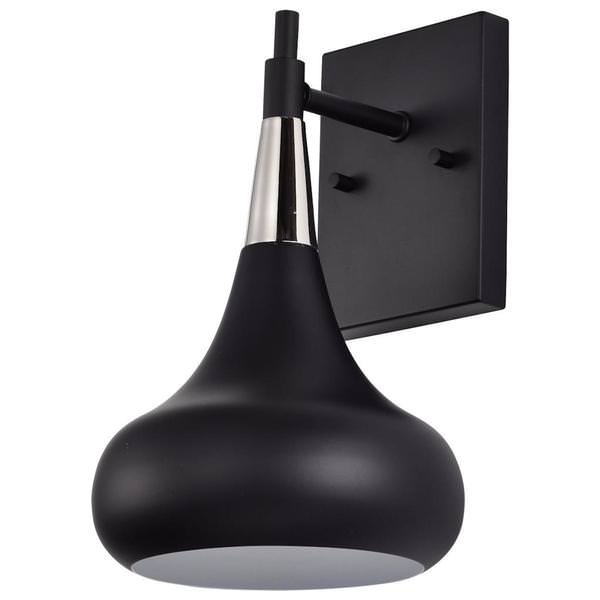 1 Lamp 11" 120 volt Matte Black/Polished Nickel Indoor Wall Scone Light Fixture