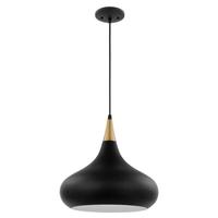 View 1 Lamp 14" 120 volt Matte Black/Polished Nickel Indoor Pendant Light Fixture