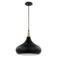 View 1 Lamp 14" 120 volt Matte Black/Burnished Brass Indoor Pendant Light Fixture