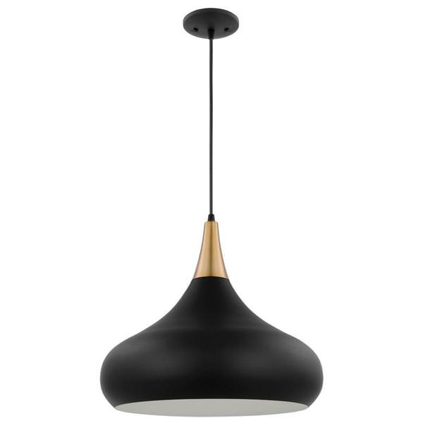 1 Lamp 18" 120 volt Matte Black/Burnished Brass Indoor Pendant Light Fixture 