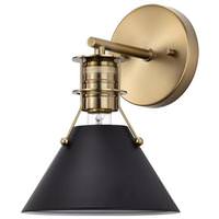 Nuvo Lighting 1 Lamp 10" 120 volt Matte Black/Burnished Brass Indoor Wall Sconce Light Fixture