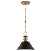 Nuvo Lighting 1 Lamp 10" 120 volt Matte Black/Burnished Brass Indoor Pendant Light Fixture