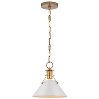 Nuvo Lighting 1 Lamp 10" 120 volt Matte White/Burnished Brass Indoor Pendant Light Fixture 
