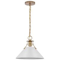View 1 Lamp 13" 120 volt Matte White/Burnished Brass Indoor Pendant Light Fixture