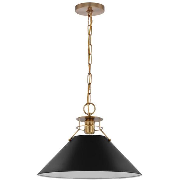 1 Lamp 16.5" 120 volt Matte Black/Burnished Brass Indoor Pendant Light Fixture