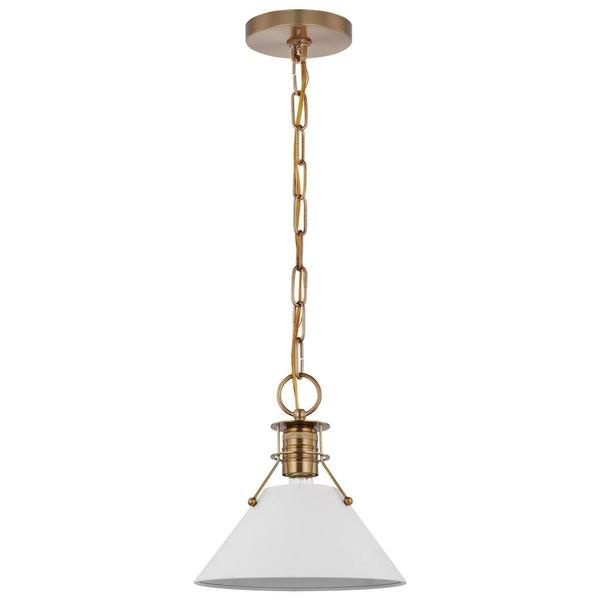 1 Lamp 16.5" 120 volt Matte White/Burnished Brass Indoor Pendant Light Fixture