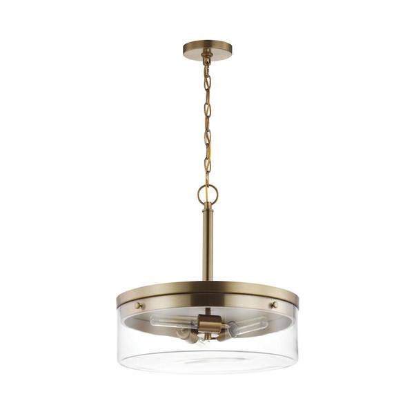 3 Lamp 17" 120 volt Burnished Brass Indoor Pendant Light Fixture