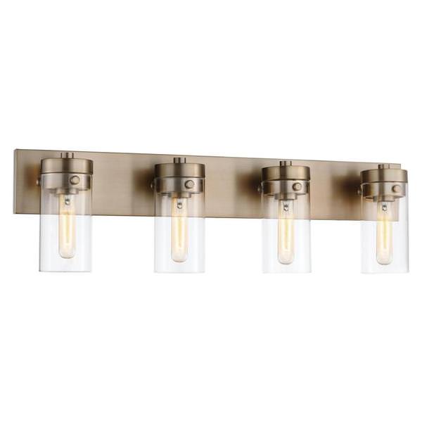 4 Lamp 120 volt Burnished Brass Indoor Clear Glass Vanity Light Fixture