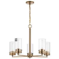 Nuvo Lighting 5 Lamp 120 volt Burnished Brass Indoor Clear Chandelier Fixture