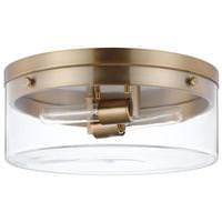 View 2 Lamp 11" 120 volt Burnished Brass Indoor Clear Flush Mount Light Fixture