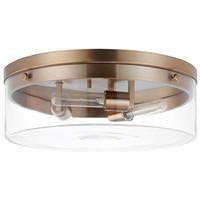View 3 Lamp 17" 120 volt Burnished Brass Indoor Clear Flush Mount Fixture