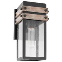 Nuvo Lighting 1 Lamp 120 volt Black/Wood Clear Seeded Glass Outdoor Wall Lantern Light Fixture