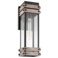 Nuvo Lighting 1 Lamp 16" 120 volt Black/Wood Clear Seeded Glass Outdoor Wall Lantern Light Fixture