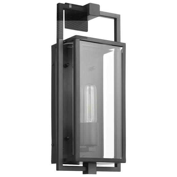 1 Lamp 17" 120 volt Matte Black Clear Beveled Glass Outdoor Wall Lantern Light Fixture