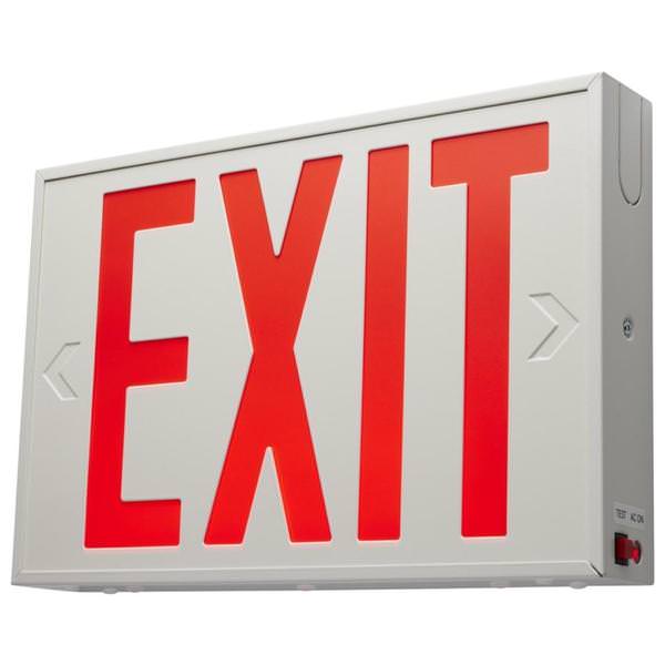 2 watt 120/277 volt White Panel / Red Letters LED Exit Sign