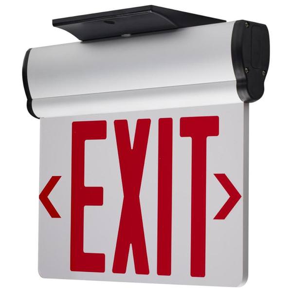 3.1 watt 120/277 volt Clear Panel / Red Letters Edge Lit LED Exit Sign