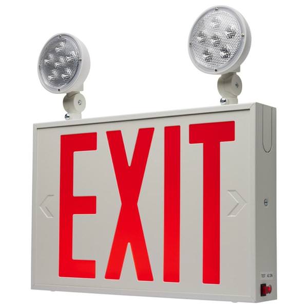 3 watt 120/277 volt White Panel / Red Letters LED Exit/Emergency Combo Light