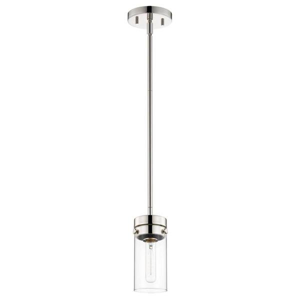 1 Lamp 8.5" 120 volt Polished Nickel Indoor Clear Mini Pendant Light Fixture