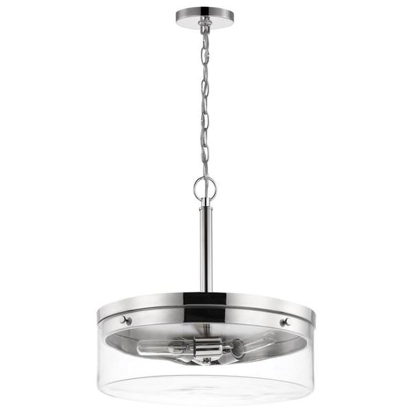 3 Lamp 17" 120 volt Polished Nickel Clear Indoor Pendant Light Fixture